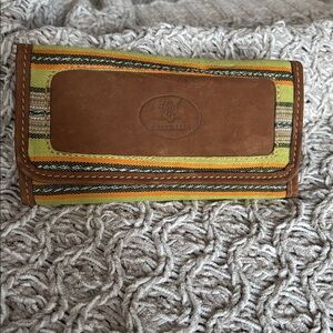 Handmade Guatemalan Wallet – Leather & Woven Fabric